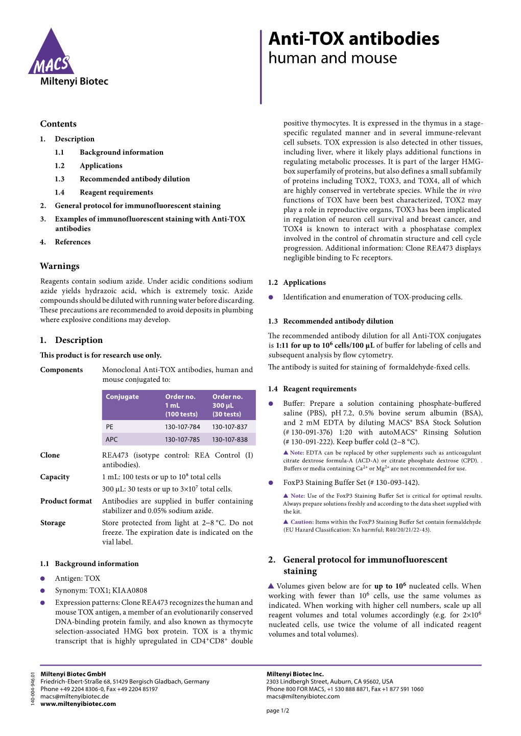 Anti-TOX Antibodies ▲ ● ● ● Volumes and Total Volumes)