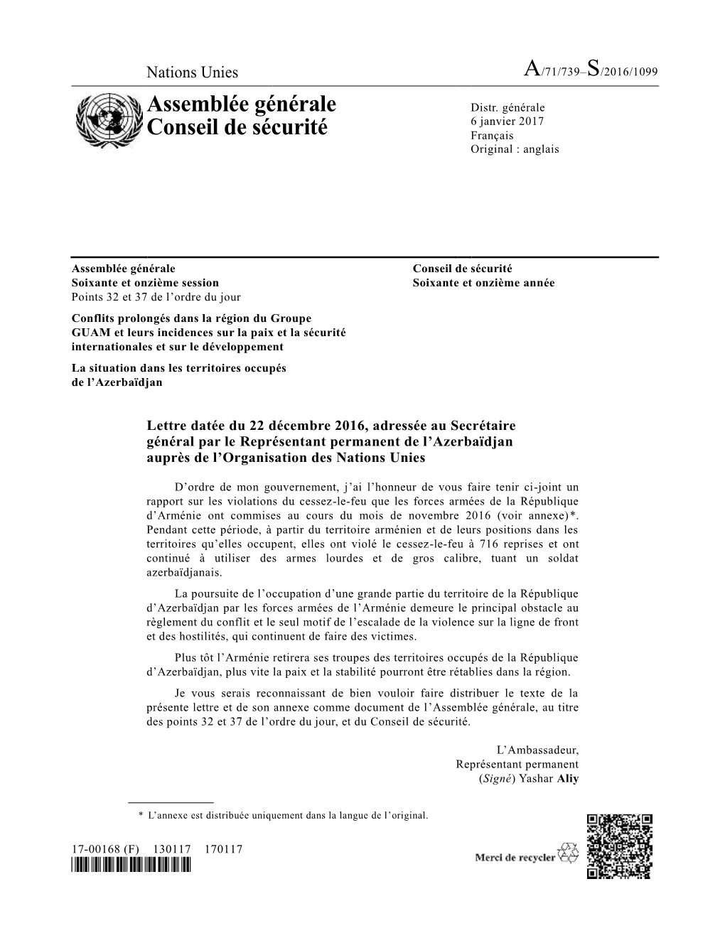 Assemblée Générale Conseil De Sécurité Soixante Et Onzième Session Soixante Et Onzième Année Points 32 Et 37 De L’Ordre Du Jour