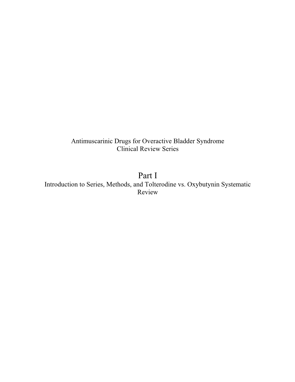 Part I Introduction to Series, Methods, and Tolterodine Vs