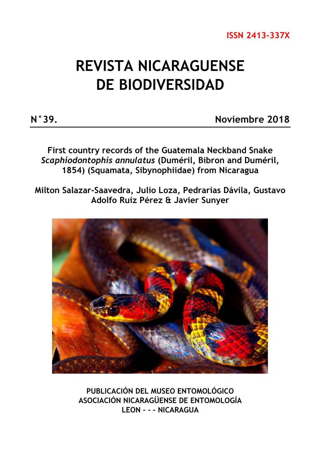 Revista Nicaraguense De Biodiversidad