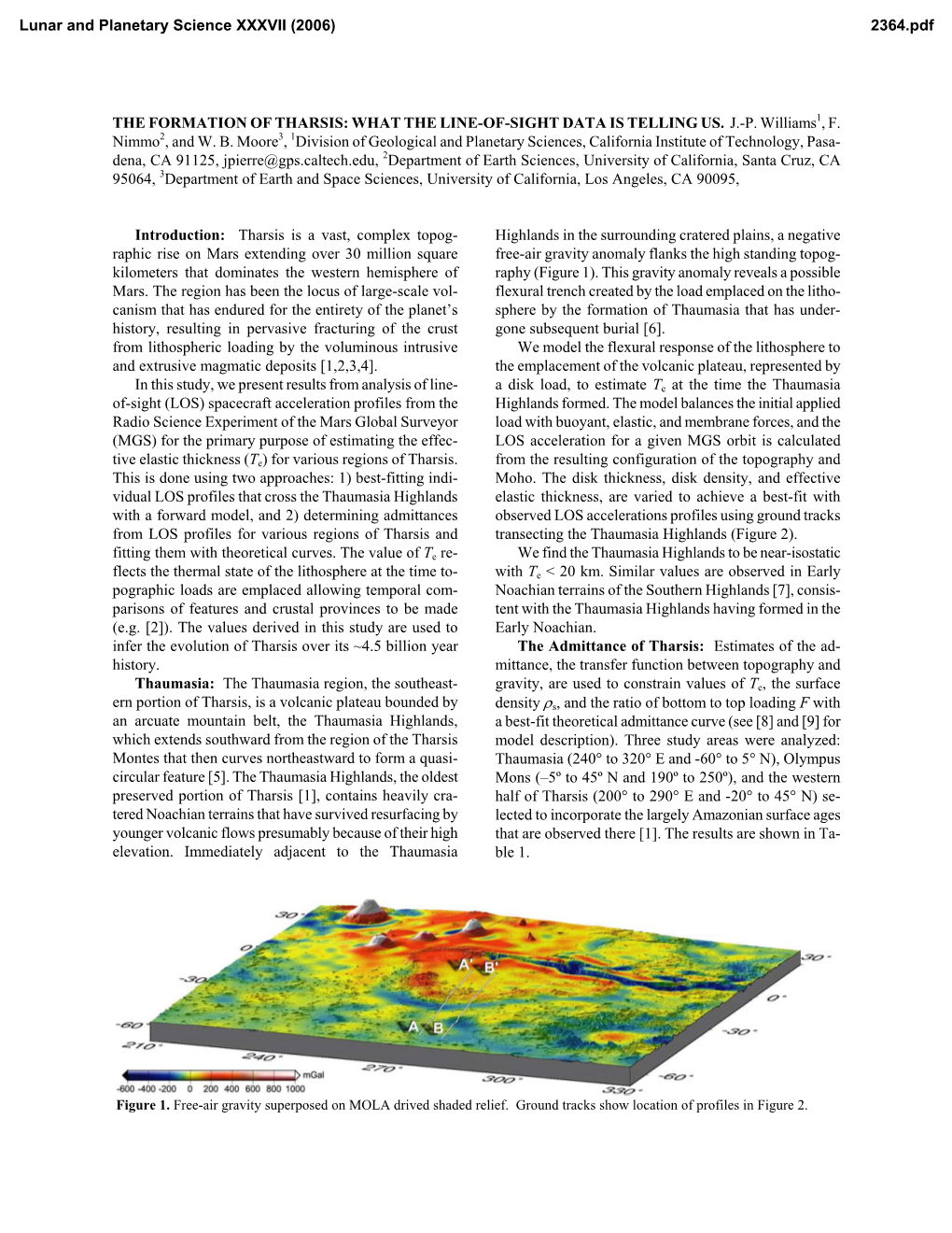 The Formation of Tharsis: What the Line-Of-Sight Data Is Telling Us