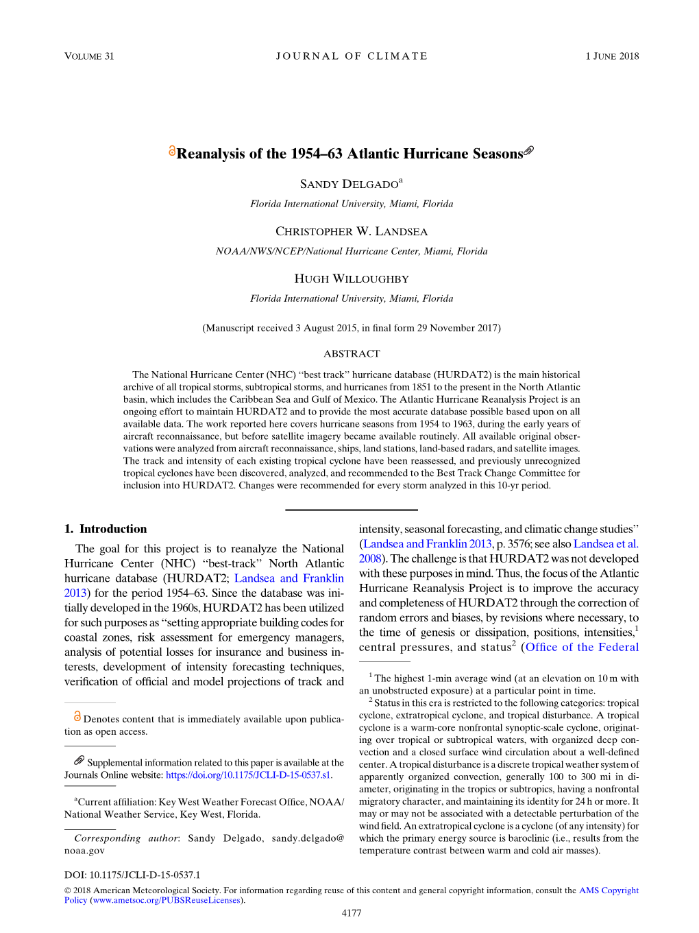 Reanalysis of the 1954–63 Atlantic Hurricane Seasons