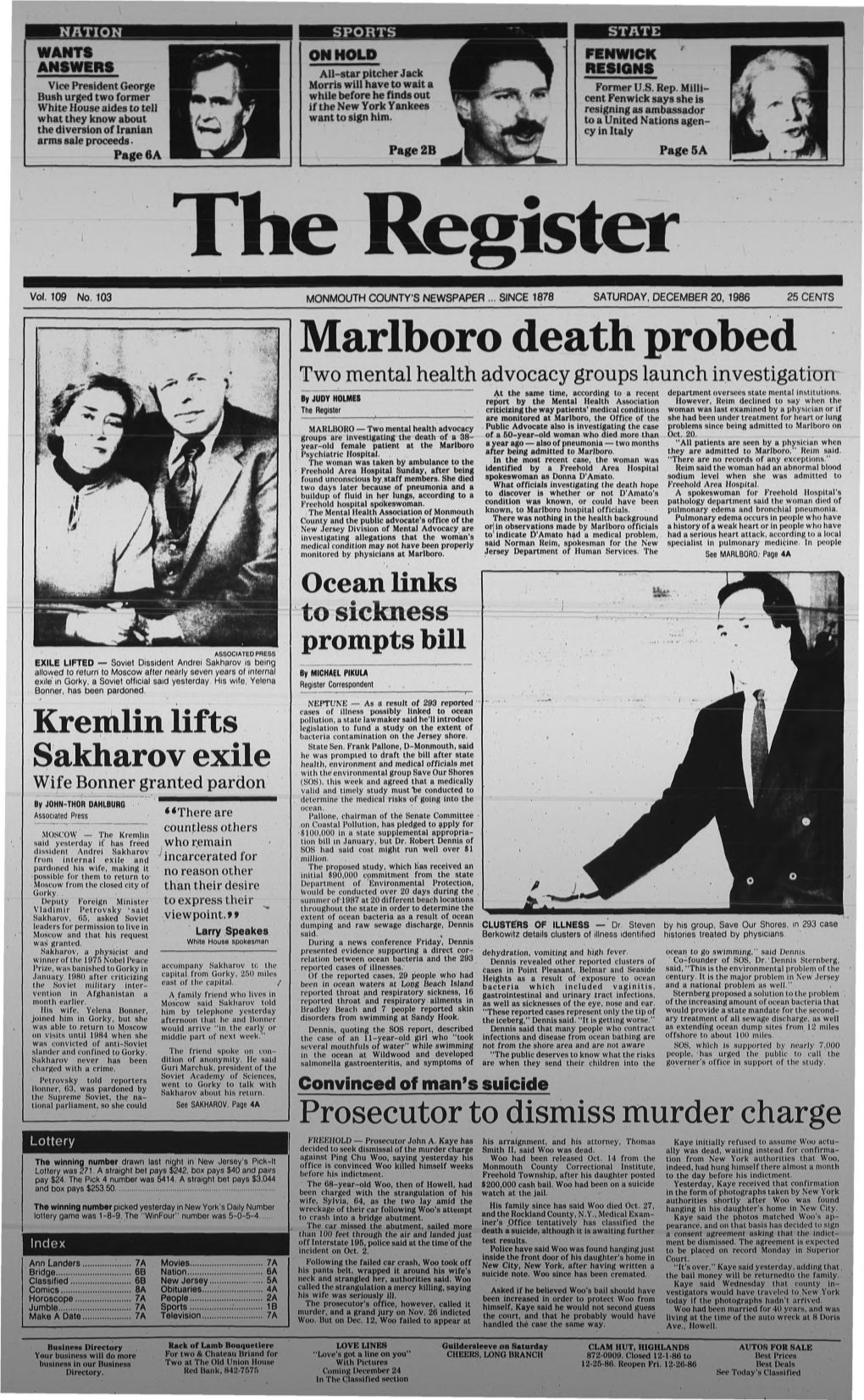 Marlboro Death Probed Two Mental Health Advocacy Groups Launch Investigation at the Same Time, According to a Recent Department Oversees State Mental Institutions