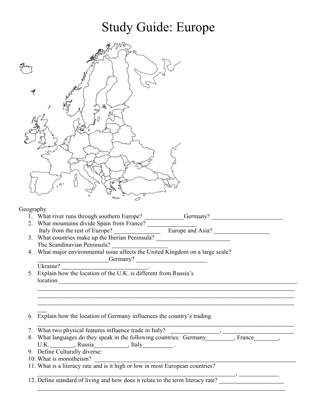 6Th Grade Social Studies Term 1 Final Exam Study Guide