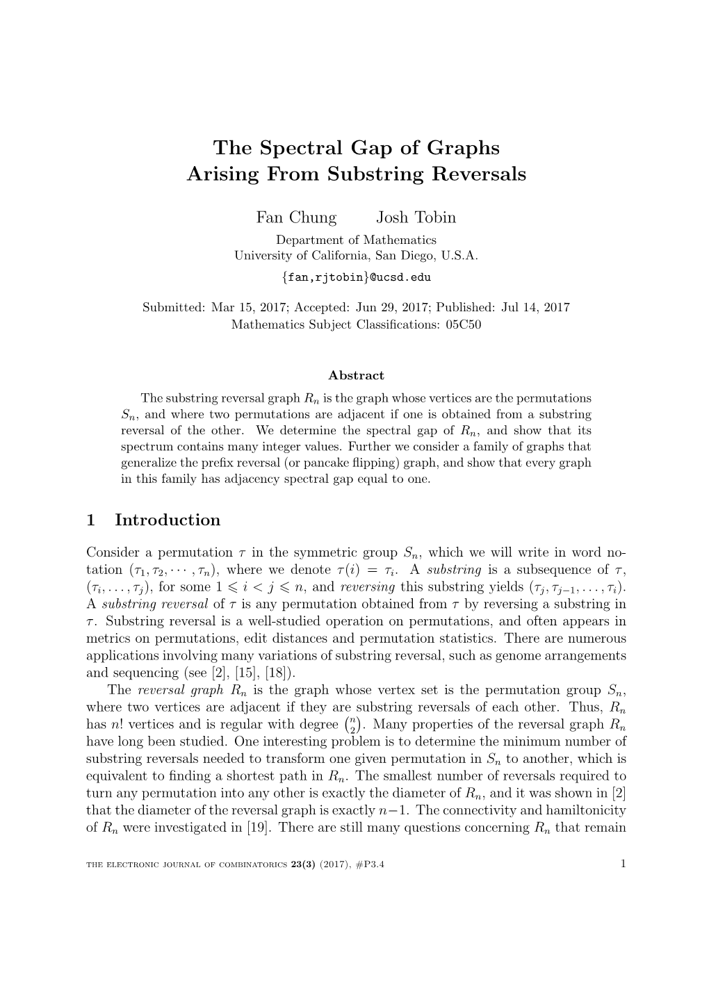 The Spectral Gap of Graphs Arising from Substring Reversals