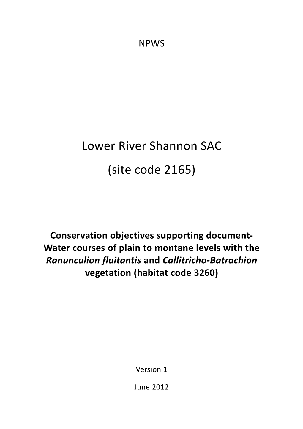 Lower River Shannon SAC (Site Code 2165)