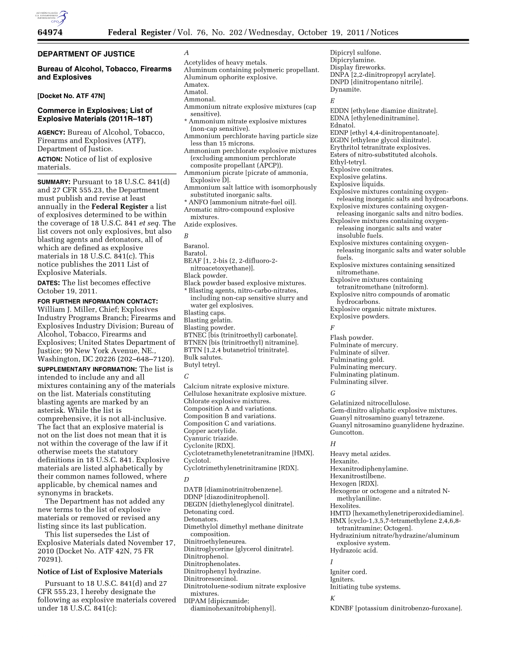 List of Explosive Materials Dinitrophenyl Hydrazine