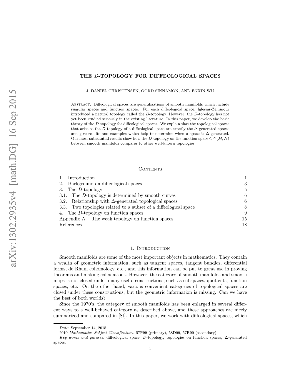 The D-Topology for Diffeological Spaces