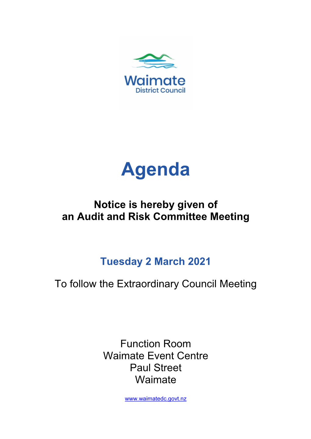 Agenda of Audit and Risk Committee Meeting