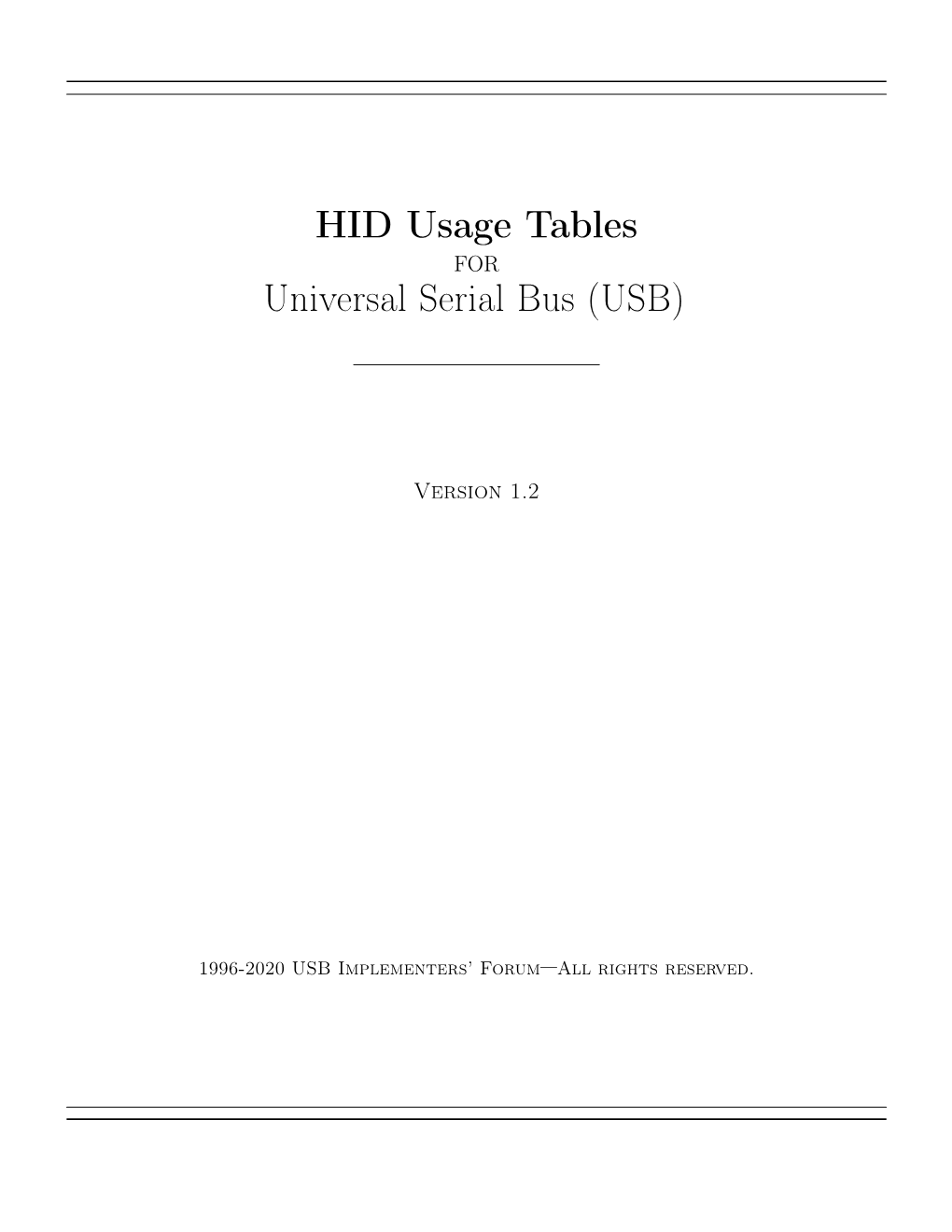 HID Usage Tables for Universal Serial Bus (USB)