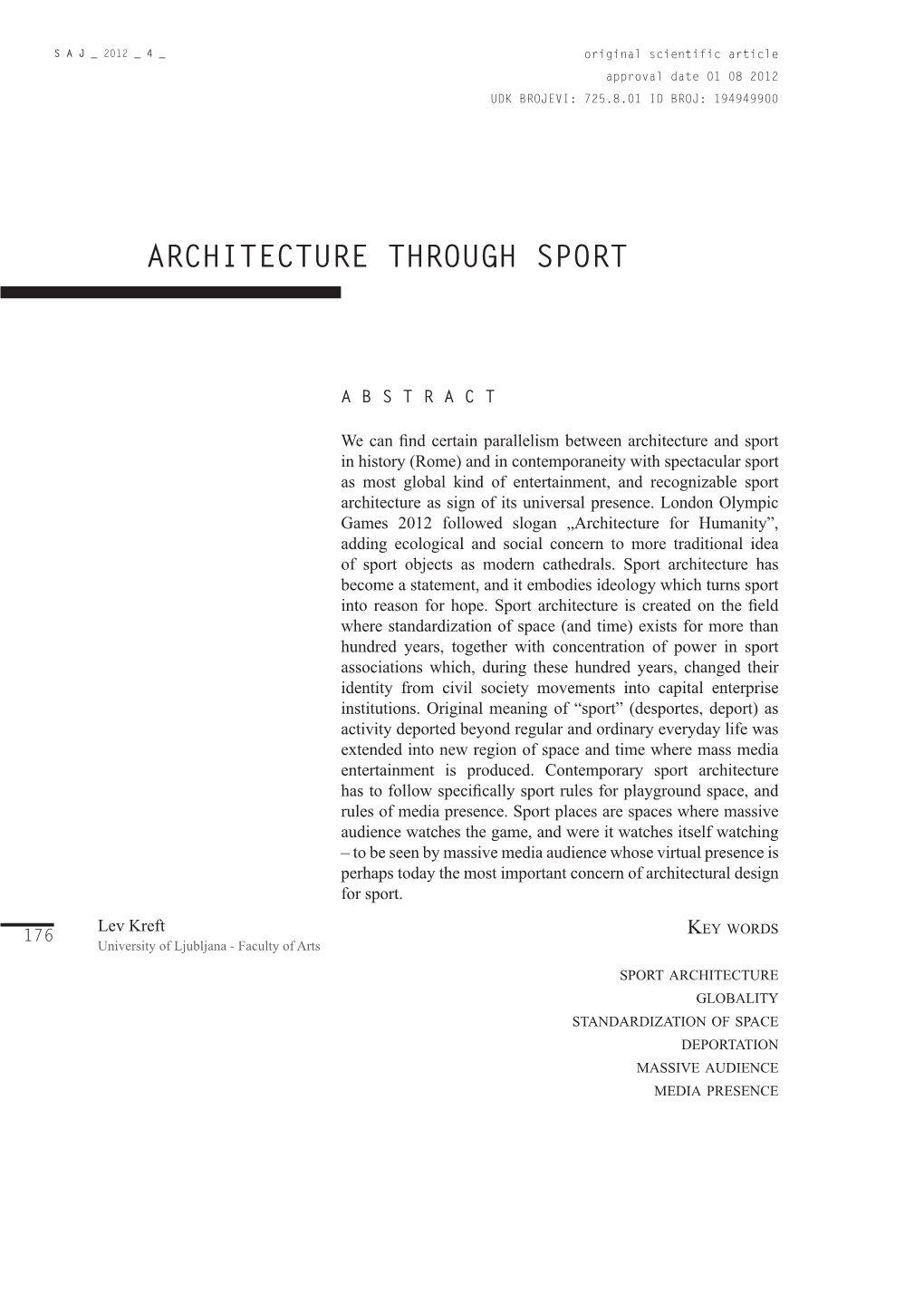 Architecture Through Sport