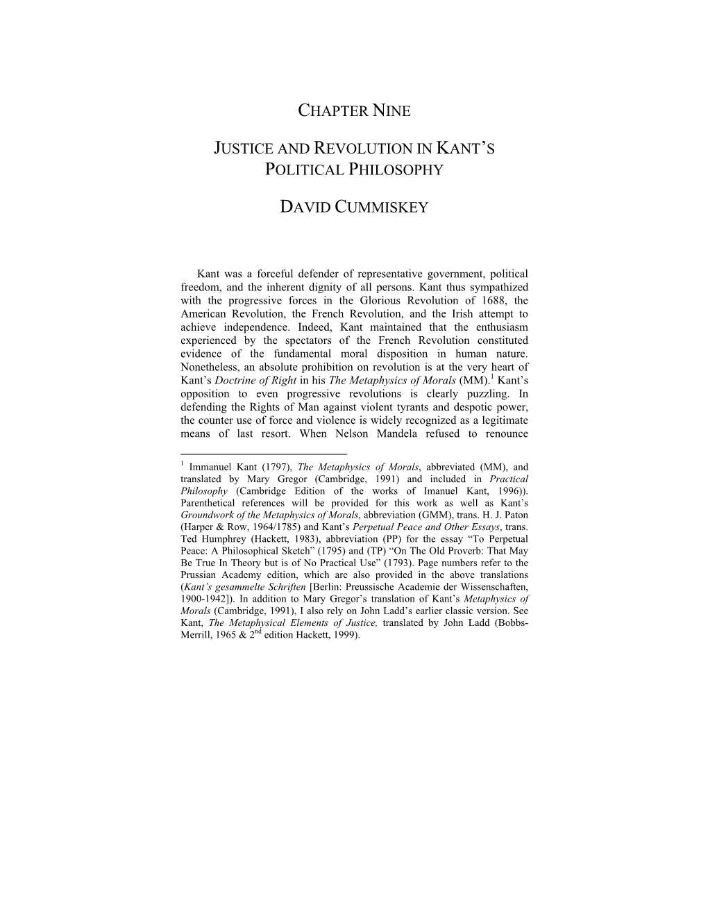 Chapter Nine Justice and Revolution in Kant's