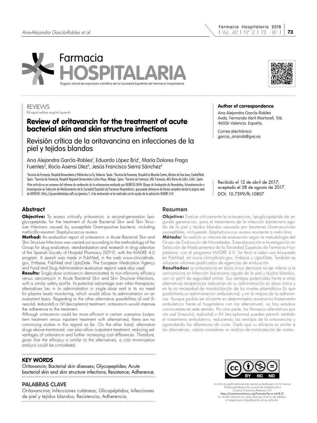 Hospitalaria 2018 Ana-Alejandra García-Robles Et Al