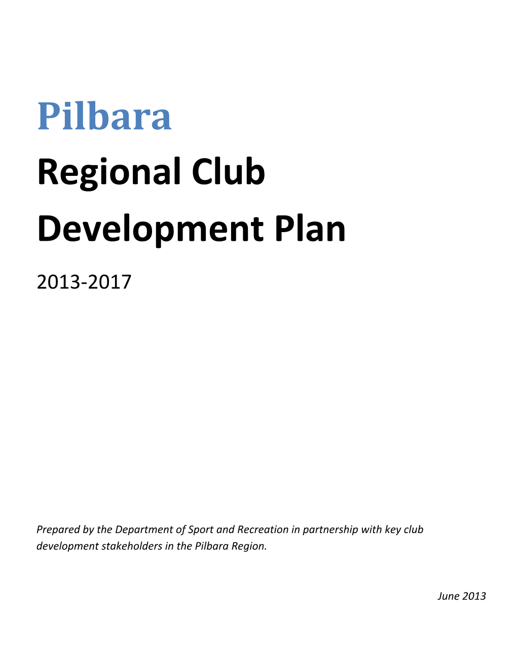 Regional Club Development Plan