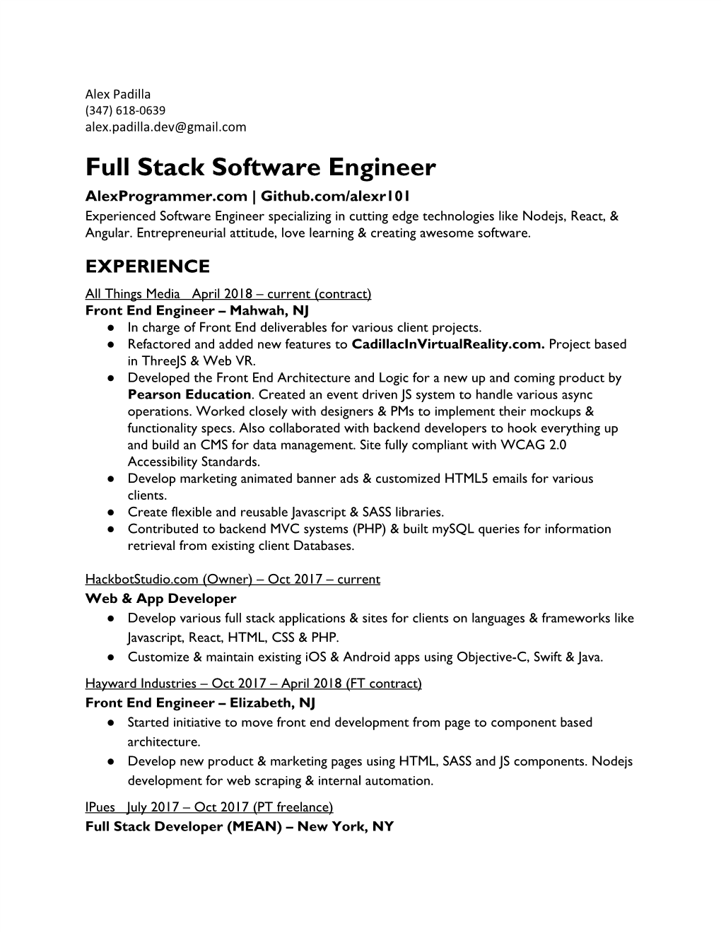 Full Stack Software Engineer