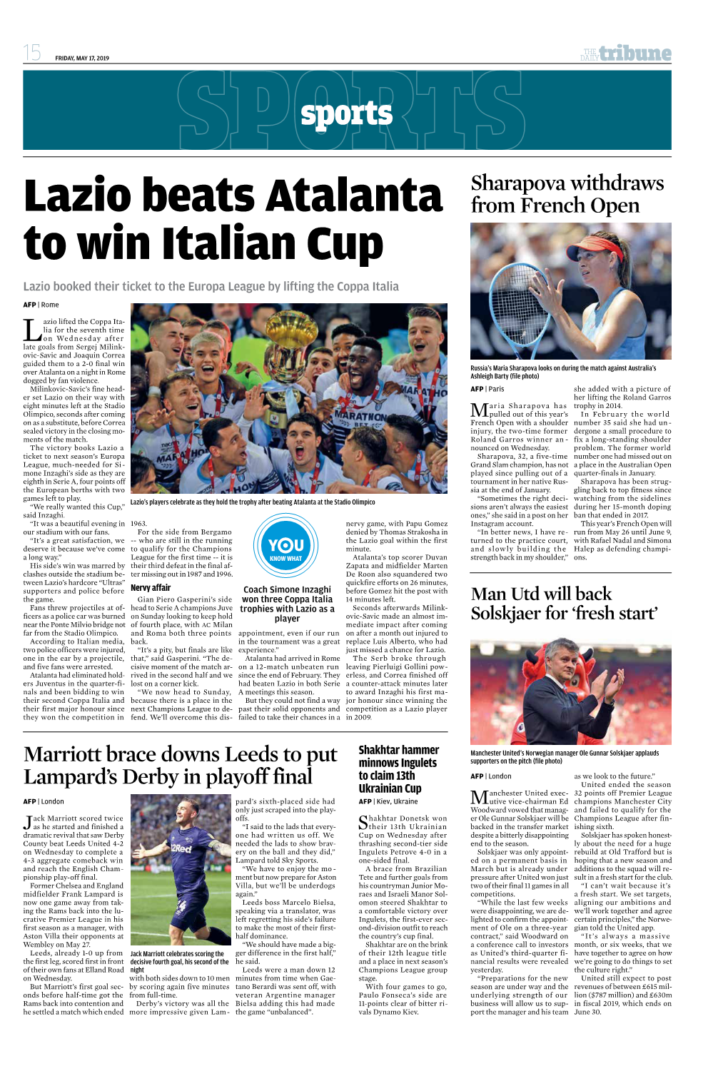 Lazio Beats Atalanta to Win Italian