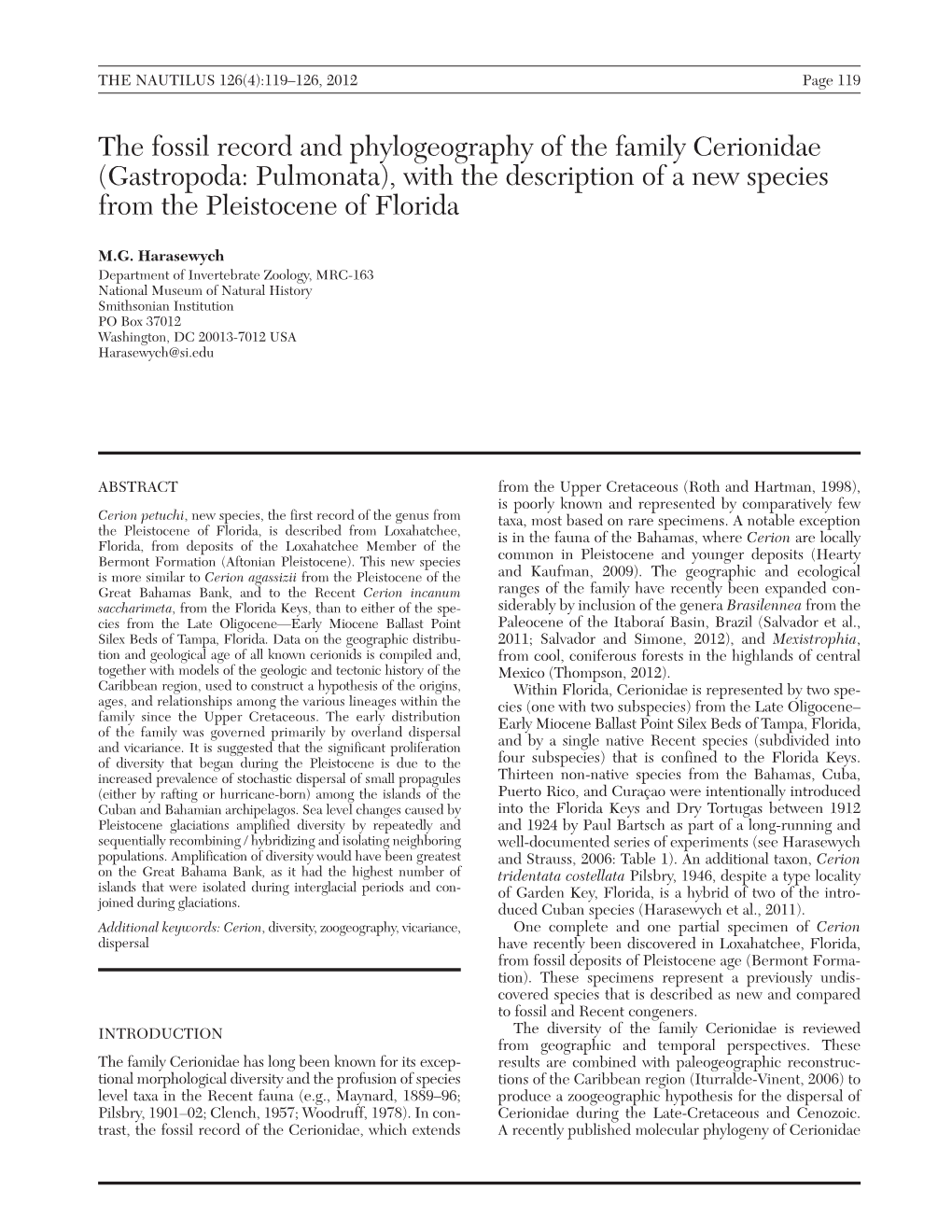 Gastropoda: Pulmonata), with the Description of a New Species from the Pleistocene of Florida