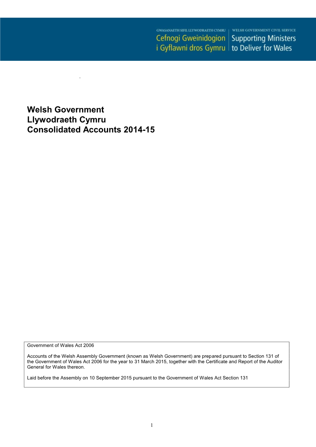 Welsh Government Consolidated Annual Accounts