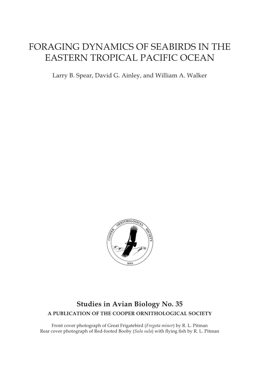 Foraging Dynamics of Seabirds in the Eastern Tropical Pacific Ocean