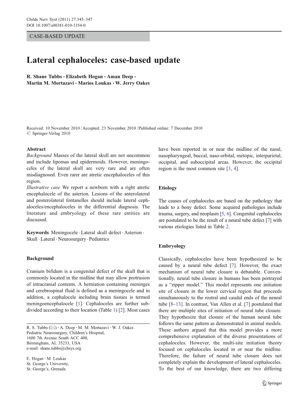 Lateral Cephaloceles: Case-Based Update