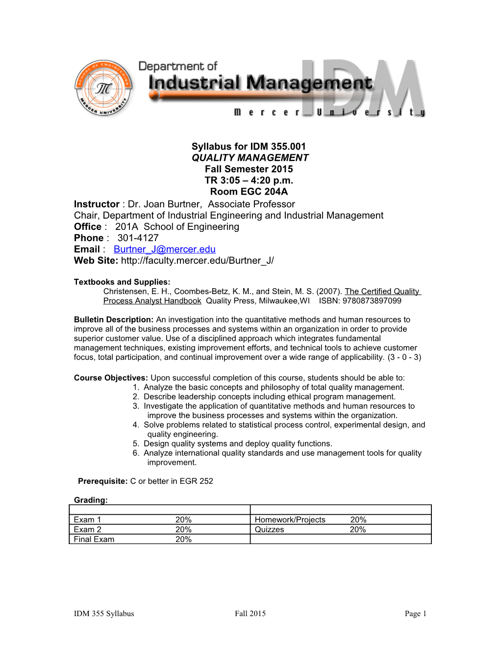 Syllabus for IDM 355.001