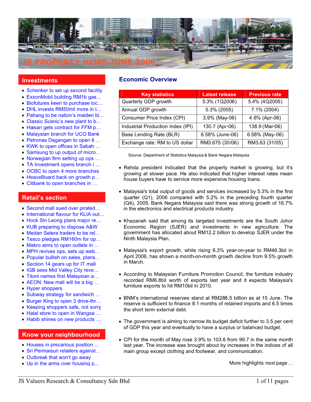 JS Valuers Research & Consultancy Sdn Bhd 1 of 11 Pages Economic