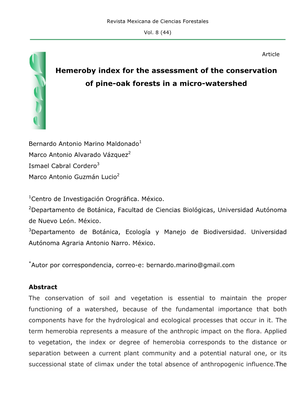 Hemeroby Index for the Assessment of the Conservation of Pine-Oak