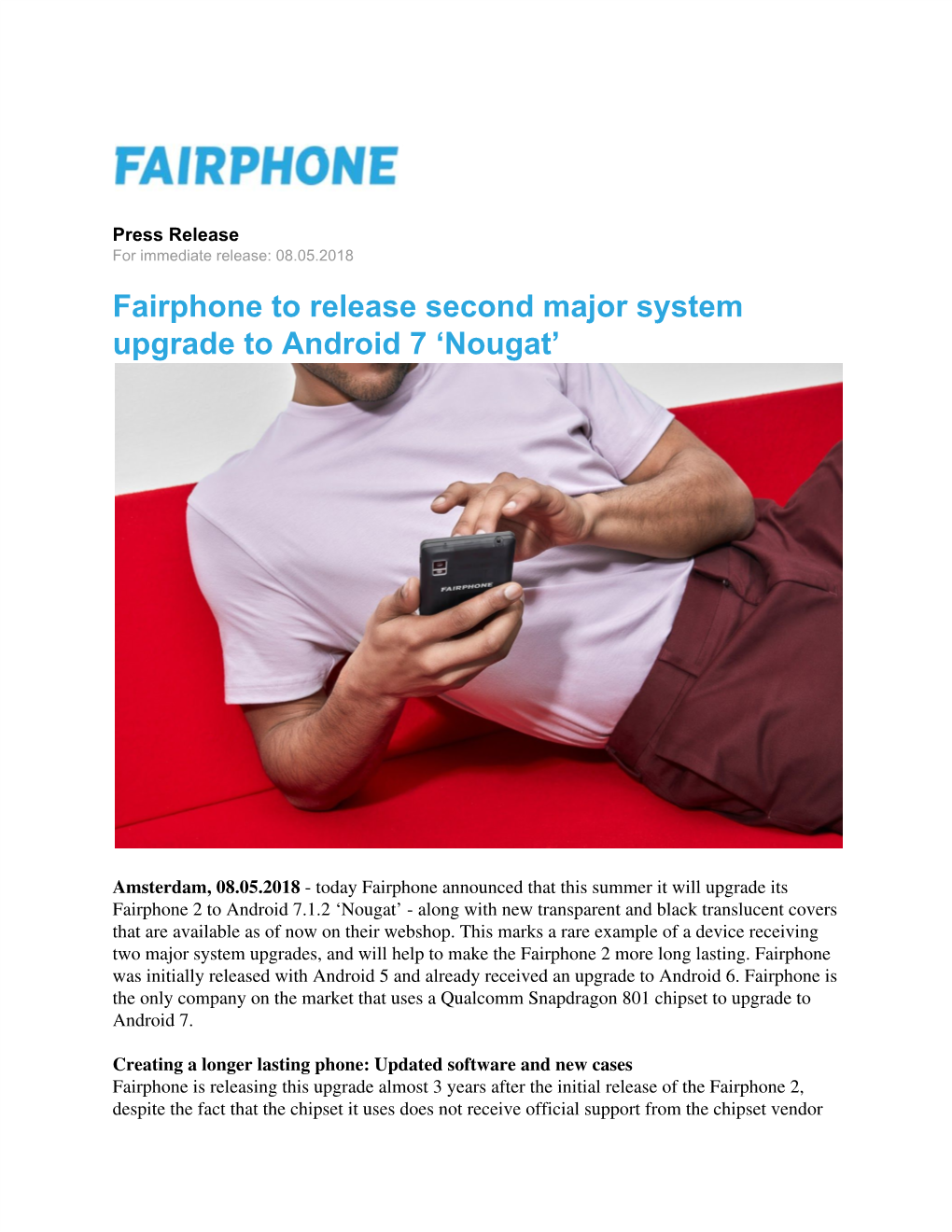 Fairphone to Release Second Major System Upgrade to Android 7 'Nougat'
