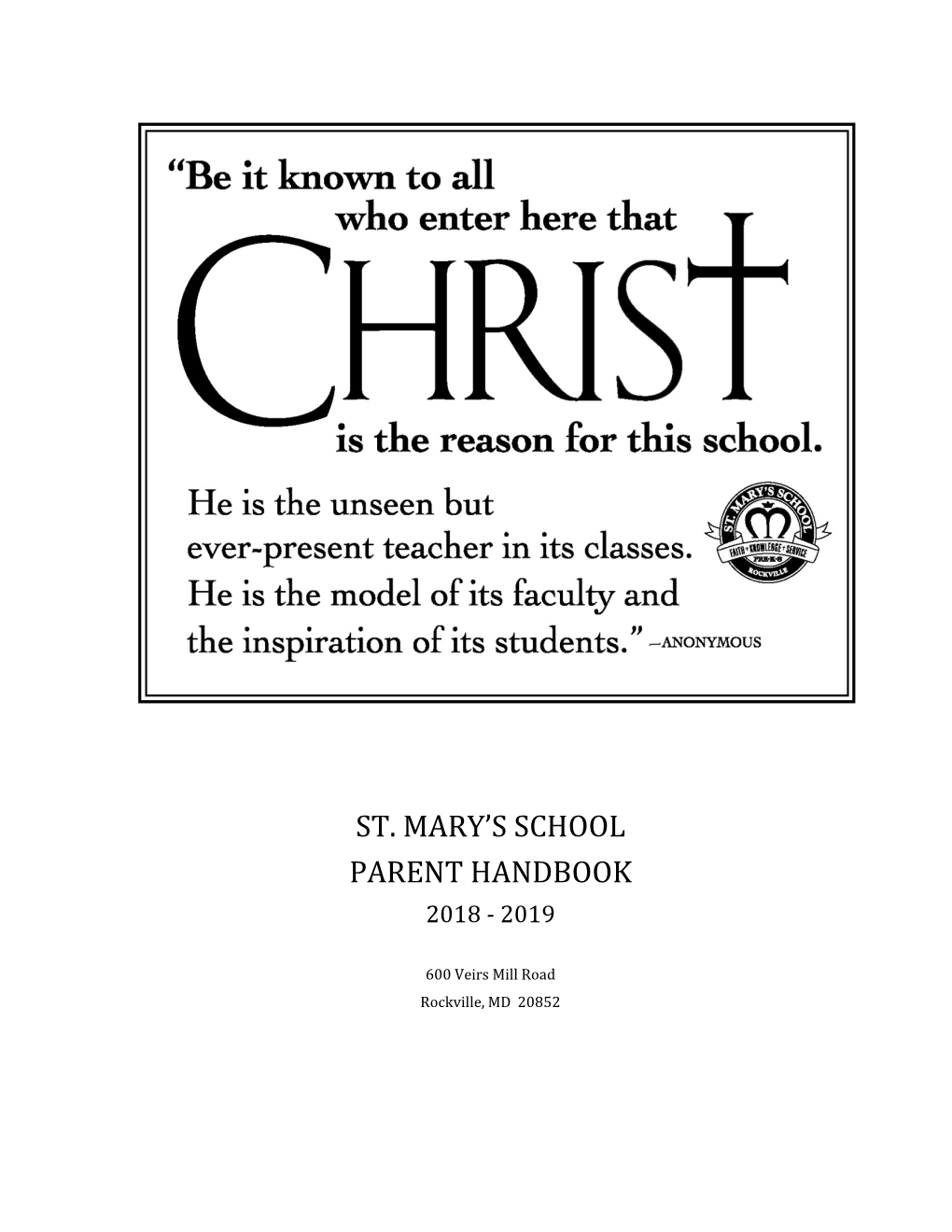 St. Mary's School Parent Handbook