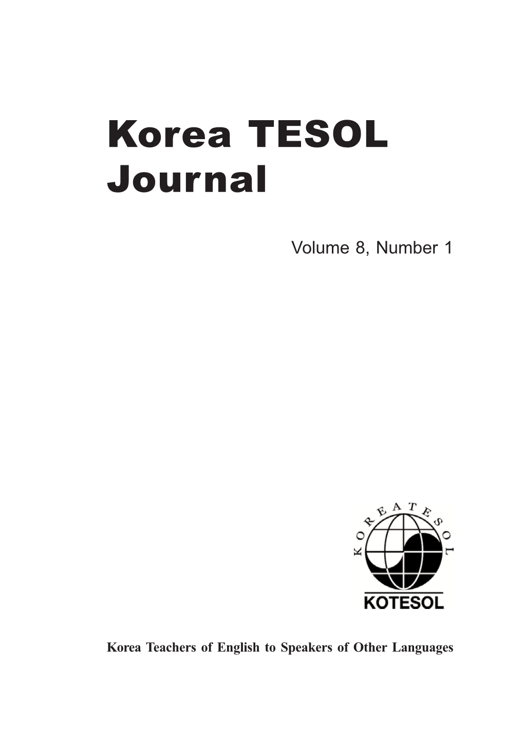 Korea Tesol Journal Vol 8, No 1