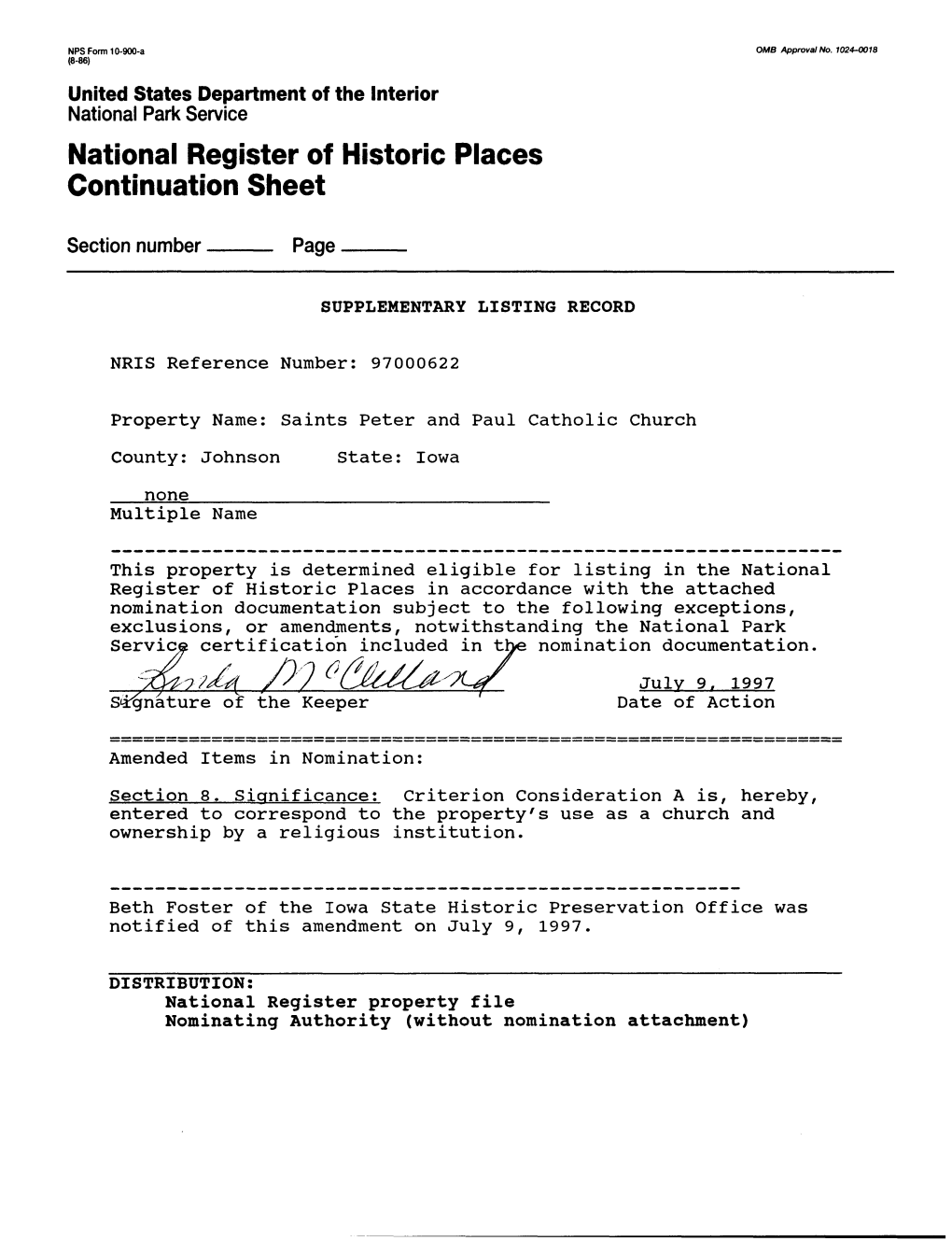 National Register of Historic Places Continuation Sheet