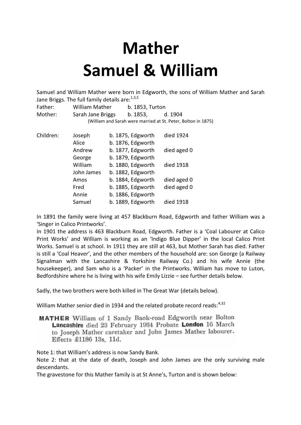 Mather Samuel & William