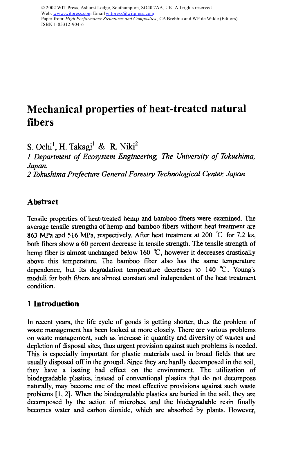 Fibers Mechanical Properties of Heat-Treated Natural