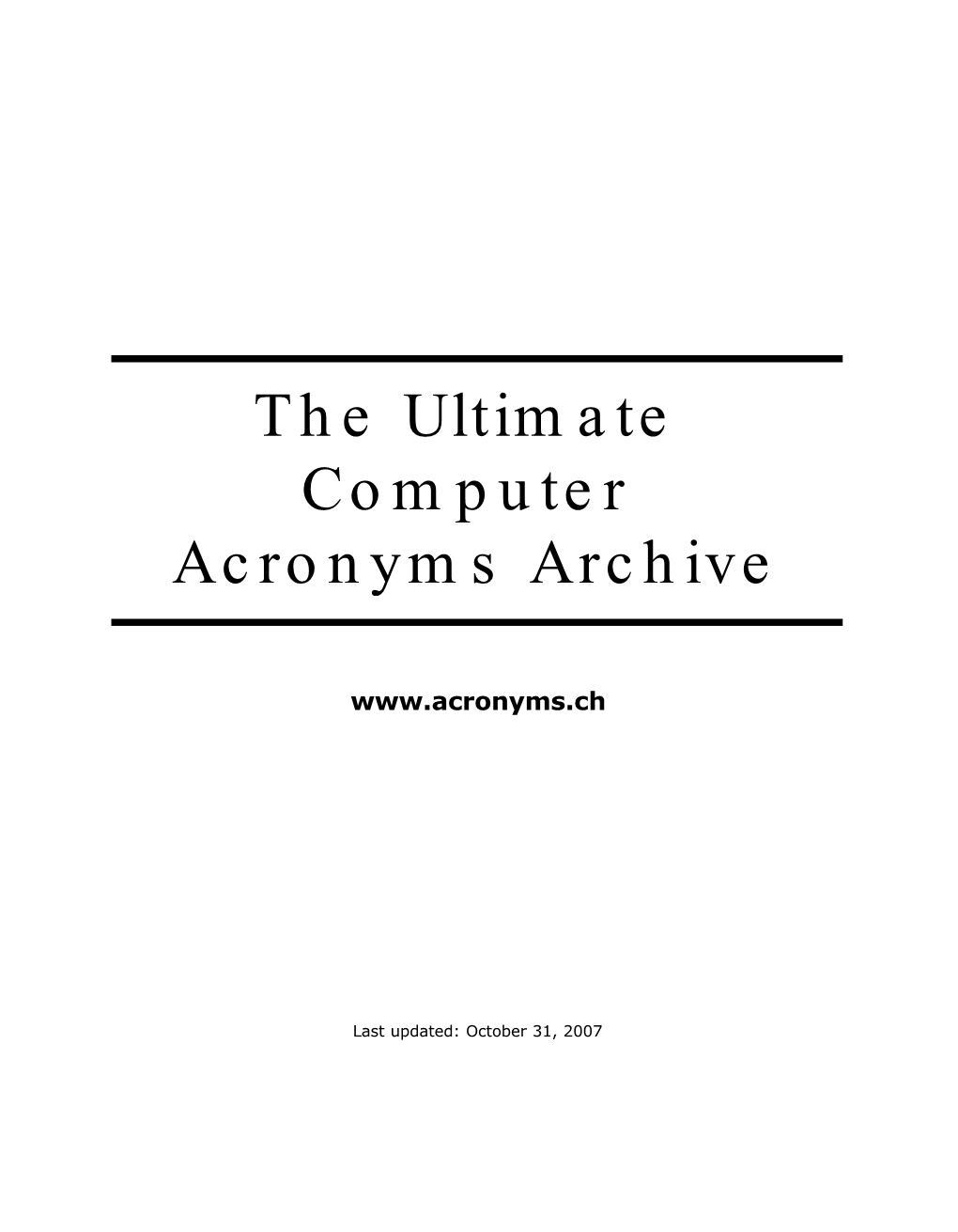 The Ultimate Computer Acronyms Archive