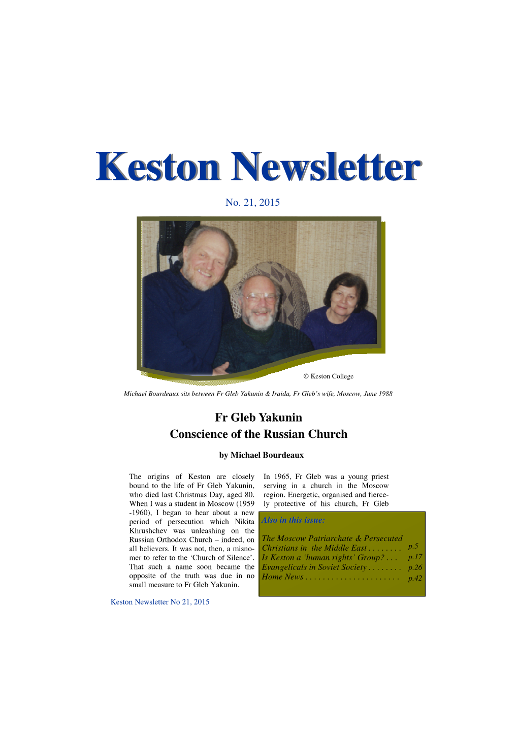 Newsletter No 21 2015