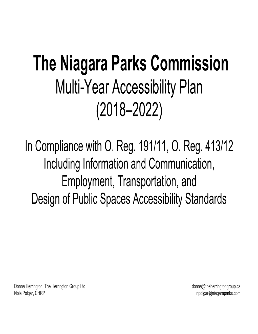 The Niagara Parks Commission Internal Version Multi-Year