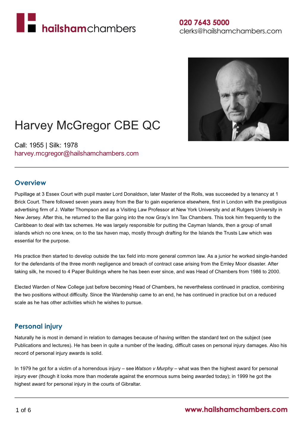 Harvey Mcgregor CBE QC