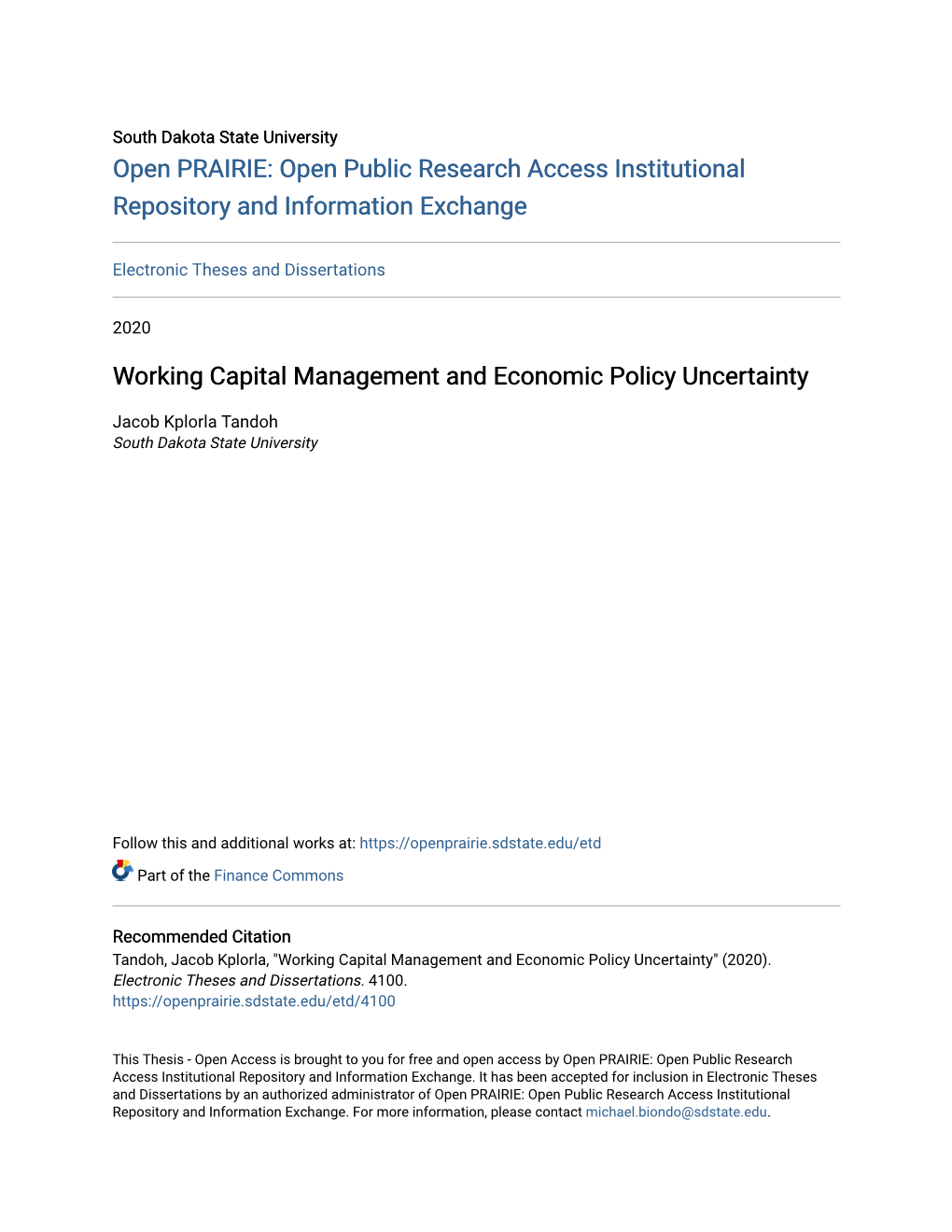 Working Capital Management and Economic Policy Uncertainty