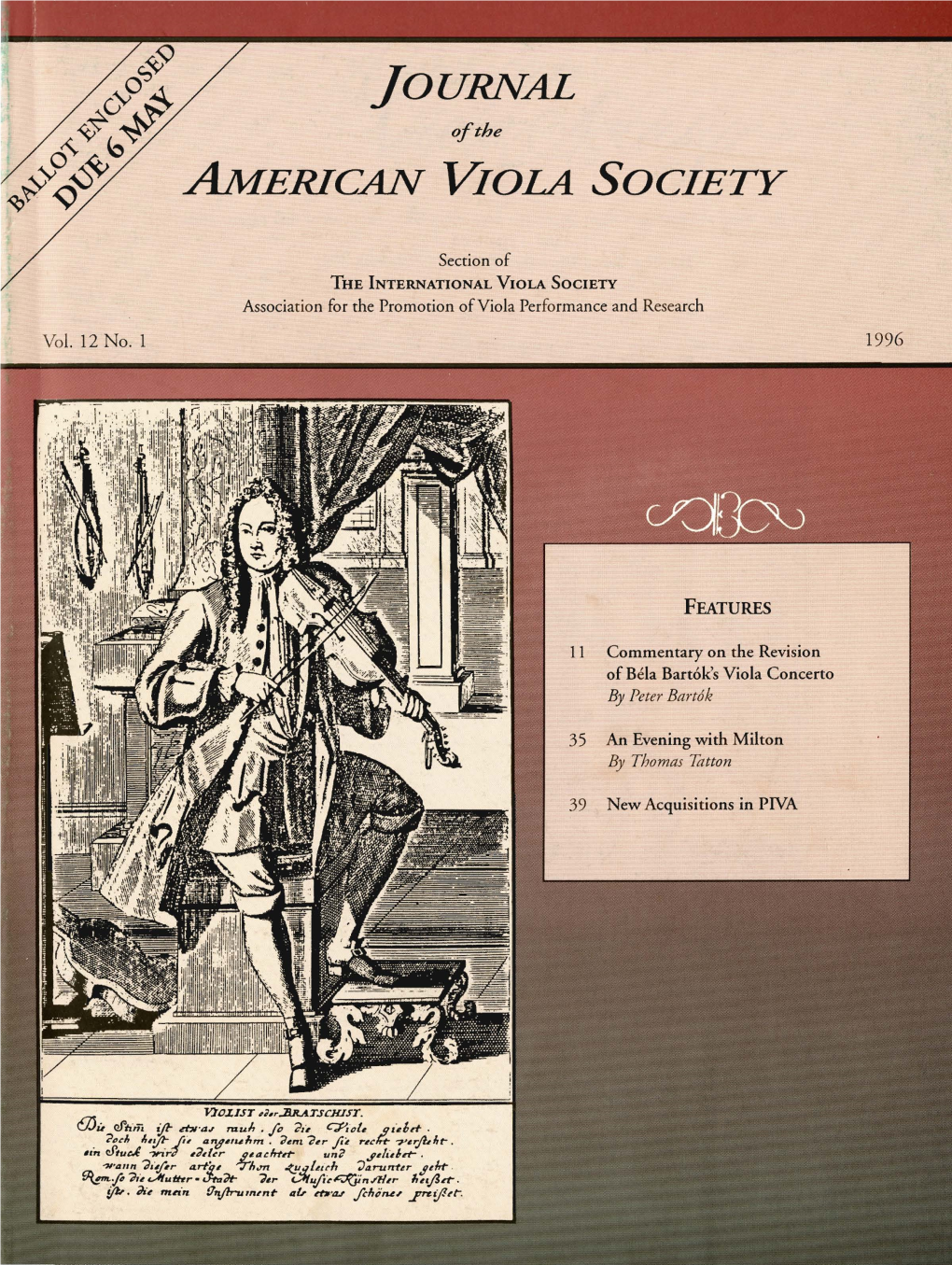 Journal of the American Viola Society Volume 12 No. 1, 1996