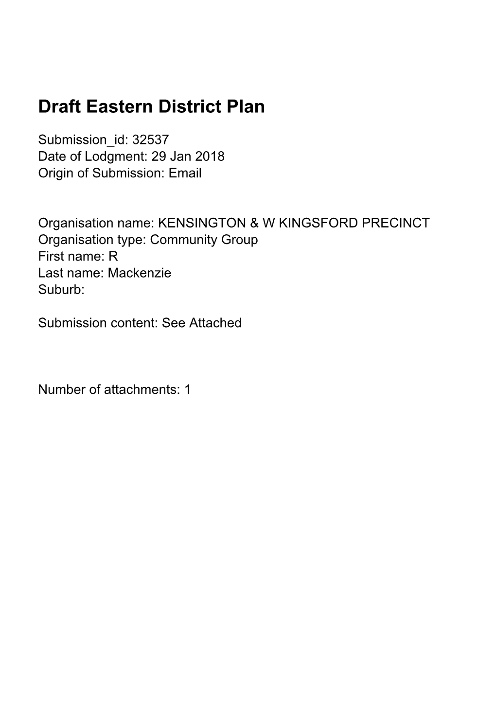 Draft Eastern District Plan