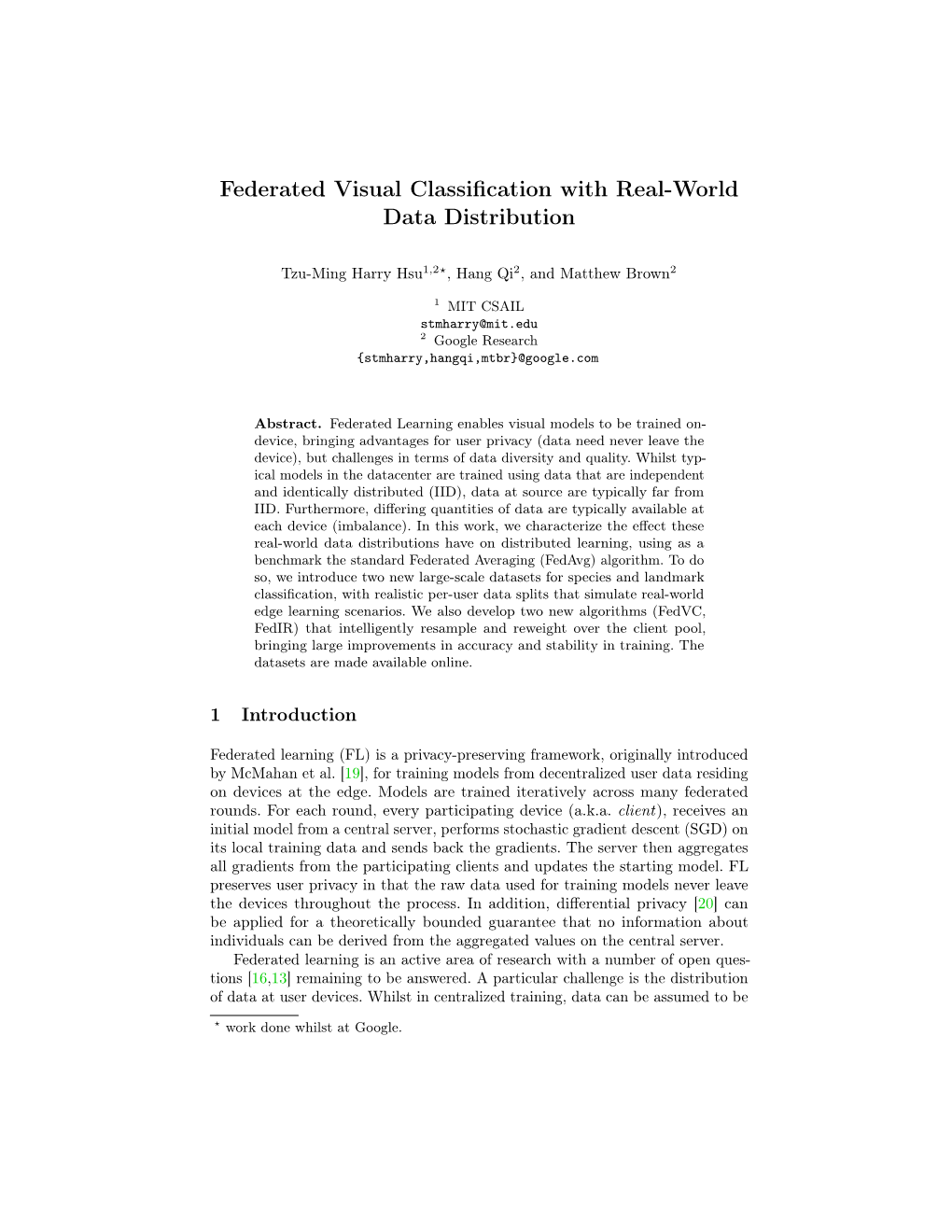 Federated Visual Classification with Real-World Data Distribution