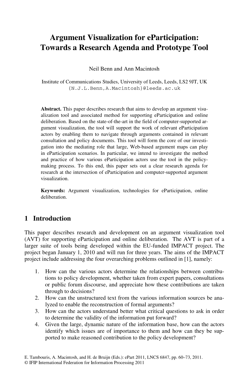 Argument Visualization for Eparticipation: Towards a Research Agenda and Prototype Tool