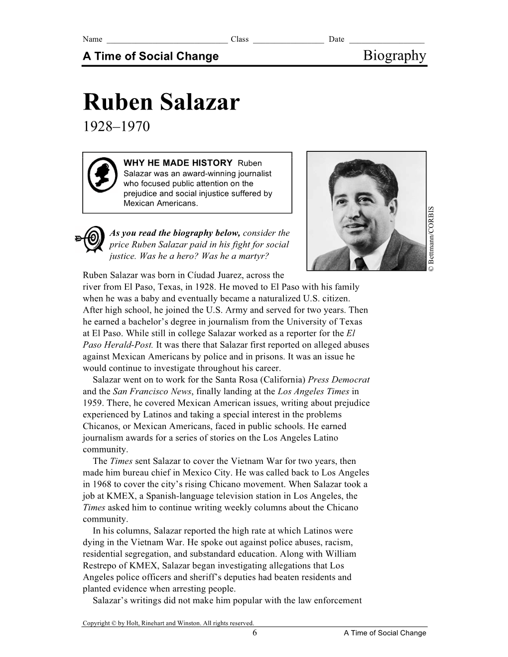 Ruben Salazar 1928–1970