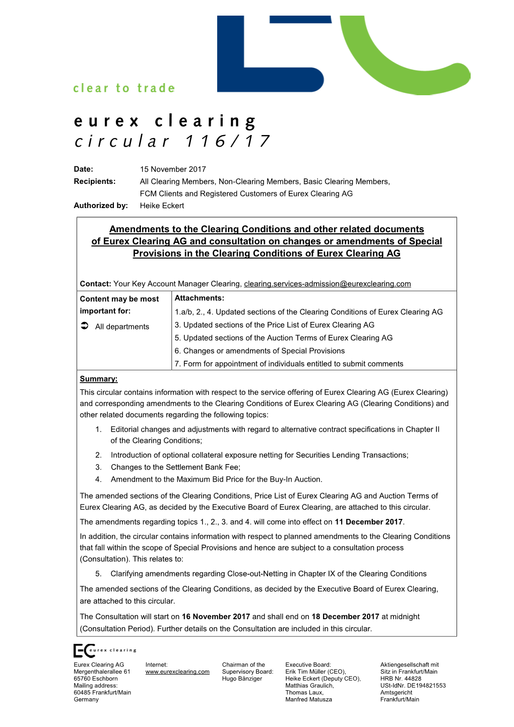 Eurex Clearing Circular 116/17