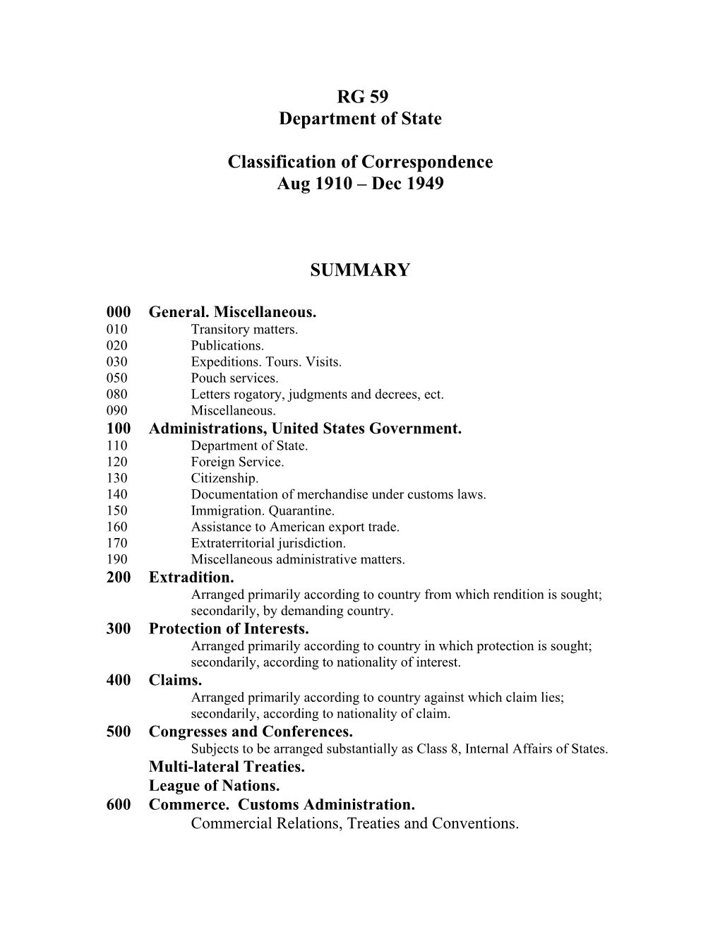 NARA RG 59 Decimal File Guide