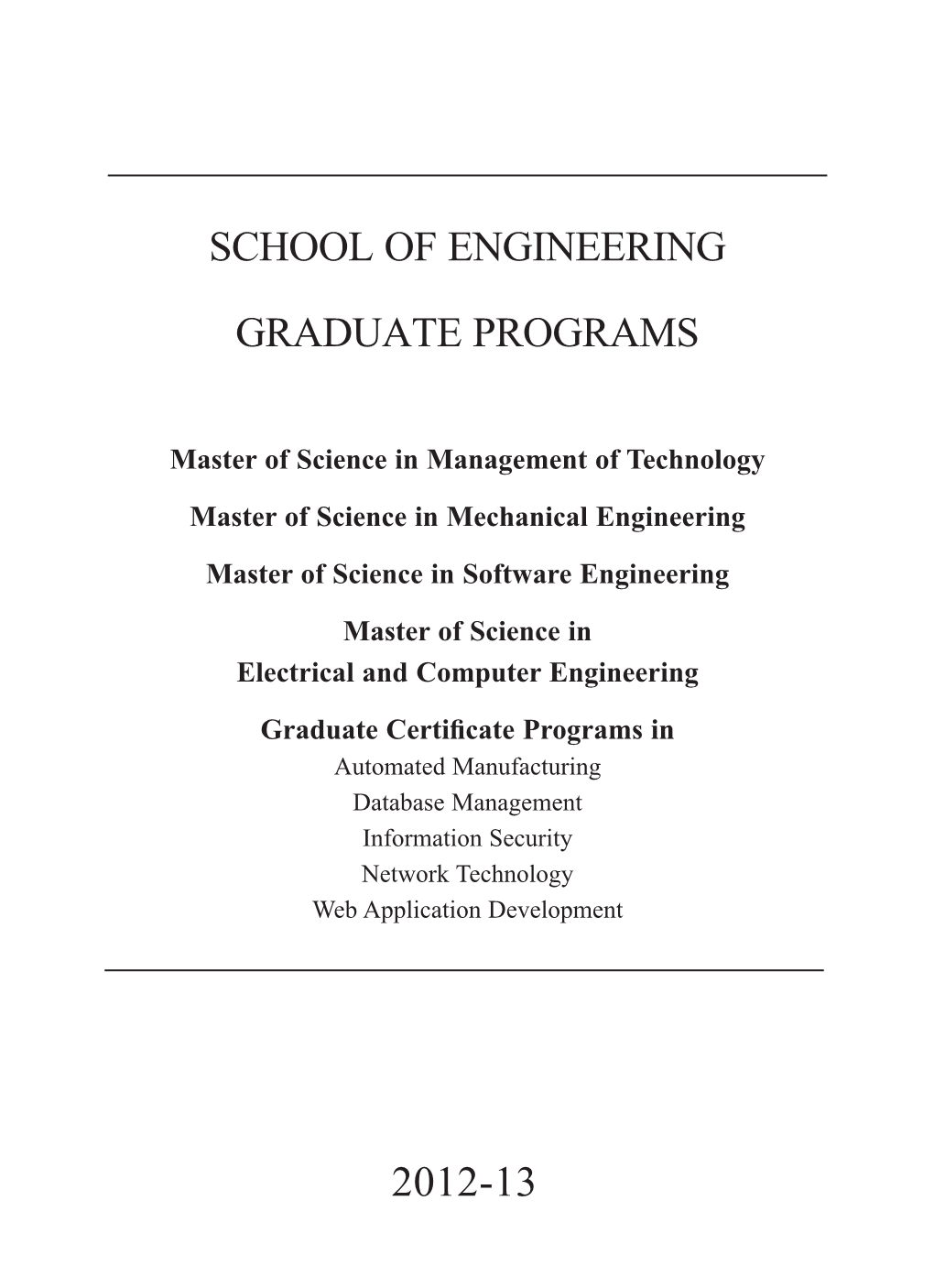 School of Engineering Graduate Programs