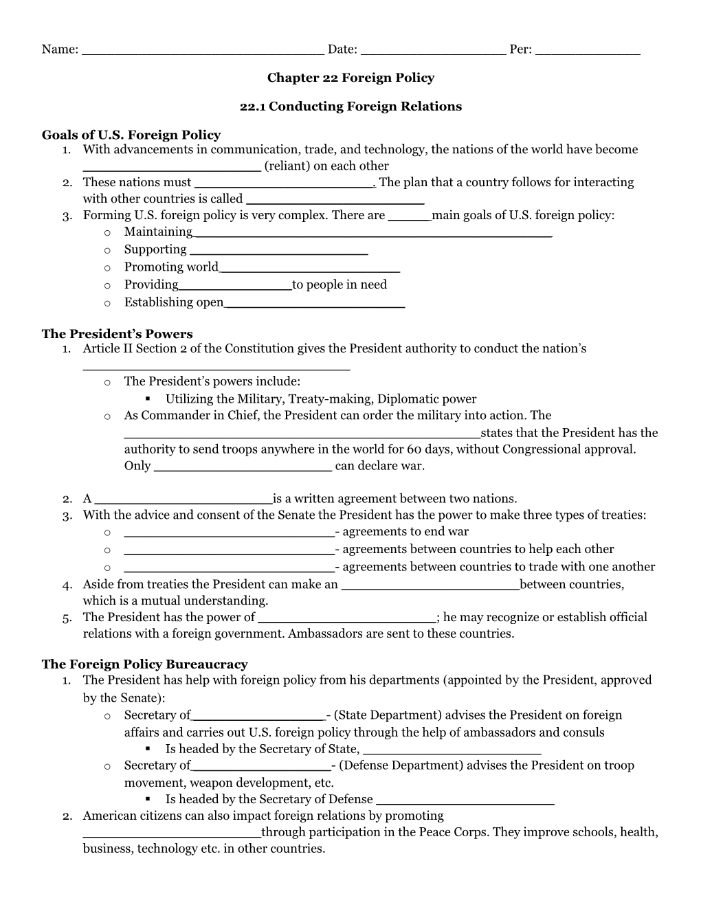 Chapter 22 Foreign Policy