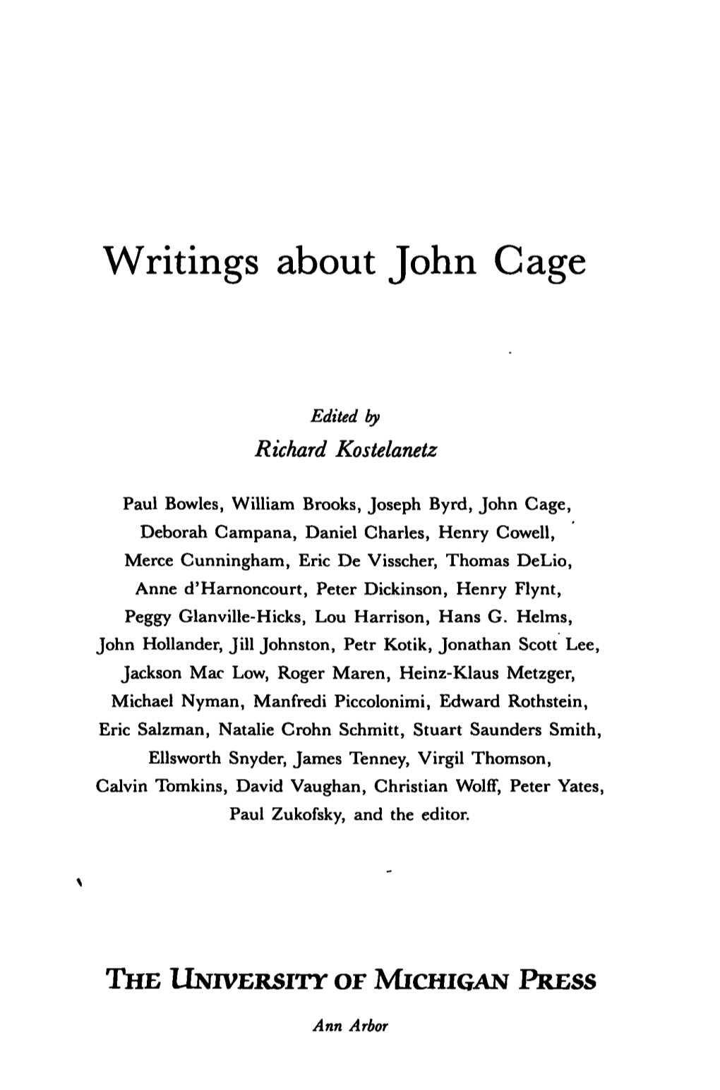 Writings About John Cage