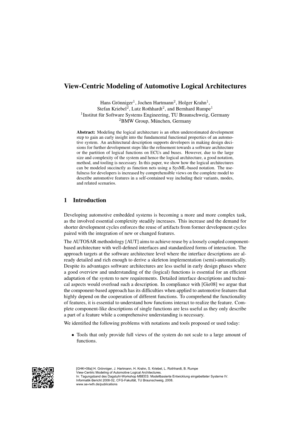 View-Centric Modeling of Automotive Logical Architectures