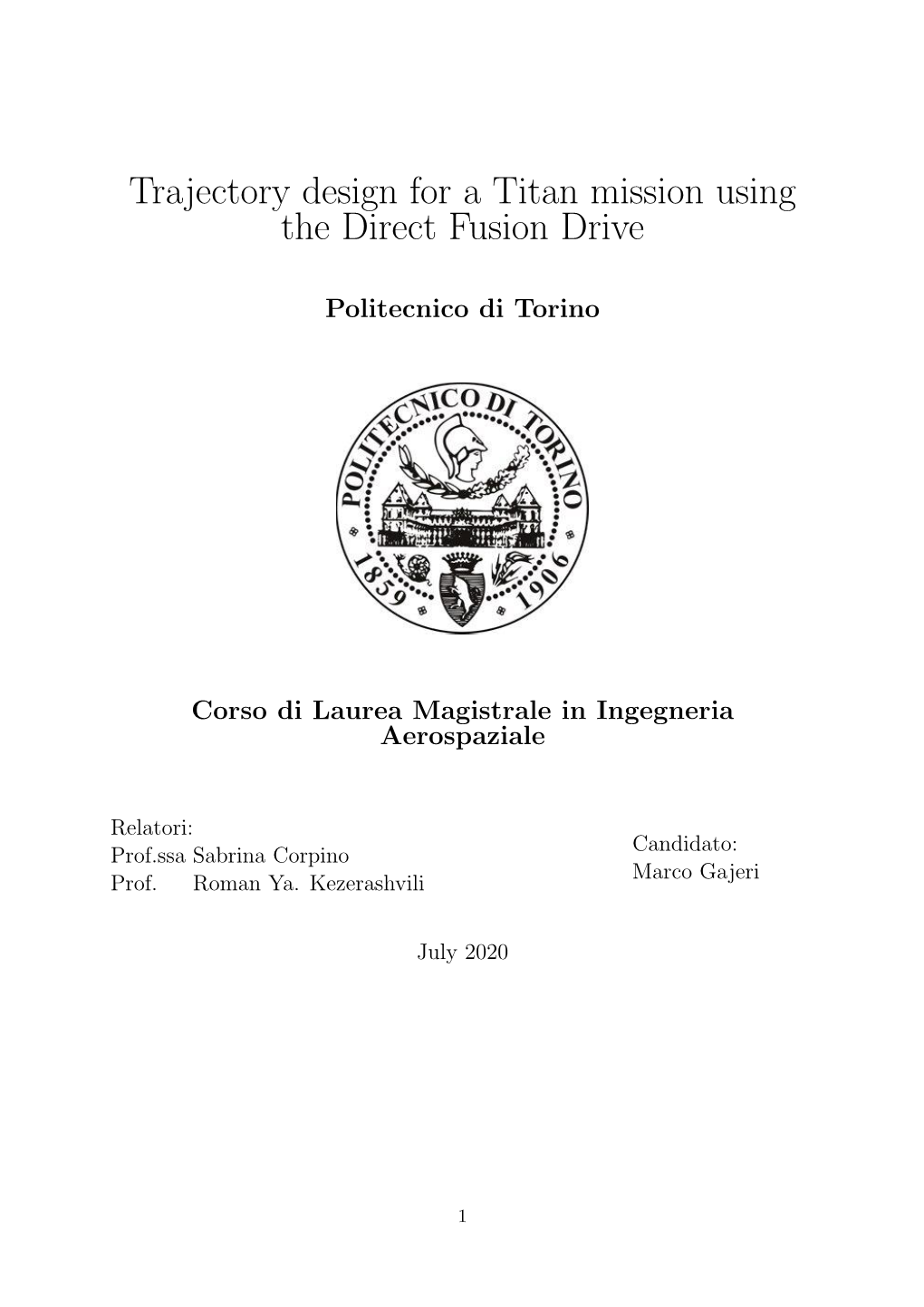 Trajectory Design for a Titan Mission Using the Direct Fusion Drive